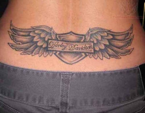 Lower Back Harley Tattoo For Women